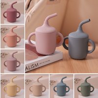 Farbe Kinder 1PCS Baby Silikon Stroh Tasse BPA FREI Auslaufsicher Kleinkind Ausbildung Tasse Dual Griff Reise Wasser Tasse Baby dusche Geschenke