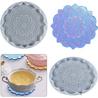 Mandala Coaster Mold Crystal Pouring Coaster Silicone Mold DIY Mandala Pattern Resin Mold Home Desktop Decoration Coaster