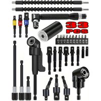 33 Flexible Drill Bit Extension Set, 105° Right Angle Drill Attachment Hex Adapter Socket Bendable Magnetic Extender Screwdriver