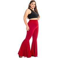 Babbytoro Women Flare Leggings Wide Leg Loose Bell Bottom Dance Party Modal Cotton Legin Pants Plus Size 5XL 4XL 3XL L Black Red