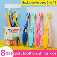 Children's Soft Bristle Toothbrush, Bucket Pack of 8 Pieces, 2-12 Year Old Baby Toothbrush, Change Period Toothbrush for Kids