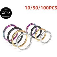 10/50/100PCS 316L Stainless Steel Nose Ring Piercing Jewelry In Various Specifications Twist Unisex Punk Closed Hoop Earrings