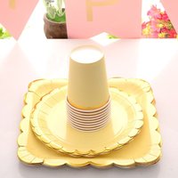 Yellow Themed Paper Tableware Set Paper Cup Plates Napkins Happy Birthday Party Wedding Accessories Outdoor Travel