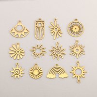 5Pcs Hollow Sun Charms Stainless Steel Celestial Pendant DIY Jewelry Making Supplies Bracelets Necklace Earring Crafting Project