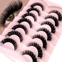 5/7 Paires de faux cils russes en faux vison, volumineux, effet naturel, épaissis et bouclés