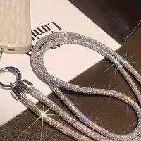 High-end Luxury Crossbody Full Diamond Long Lanyard Thick Neck Hanging Universal Phone Strap With Metal Clip Suitable For Bags