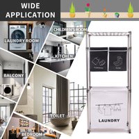 2-Tier Laundry Sorter Basket with 3 Removable Laundry Bags Waterproof Oxford Fabric Large Capacity Clothes Storage Organiser for Home Bedroom