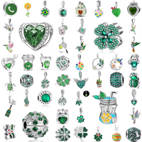 Exquisite 925 Silver Green Series Avocado Lucky Grass Coffee Cup Bird Talisman, Bracelet DIY Women's Luxury Jewelry Accessories
