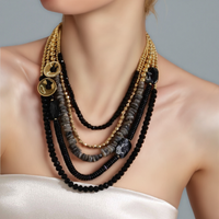 Statement Vintage Beads Necklace Handmade for Woman Girl Trendy Wedding Party Jewelry