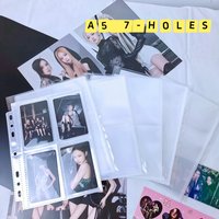 PLRBOK 10 Sheets A5 7-hole Clear Loose Leaf Photo Album Replacement Postcard Binder 3-inch 5-inch Card Storage Bag Scrapbook