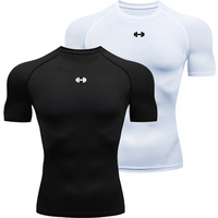 Compression T-shirt men's summer sportswear running T-shirt elastic quick drying sports top T-shirt gym dumbbell exercise shirt