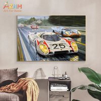 AZNM Vintage Porsche 917 Racing Canvas Wall Art Unframed, Le Mans Classic Endurance Race Car Poster Artwork for Motorsport Fans