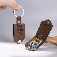 Personalized Leather Keychain with Photo for Men,Engraved Key Chain,Father's Day Gift,Gift for New Dad,Anniversary Gift for Him,