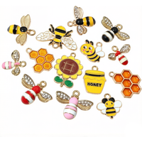 10pcs Enamel Flower Bee Honey Honeycomb Charms Pendant Alloy Metal DIY Jewelry Making Accessories for Necklace Earrings Bracelet