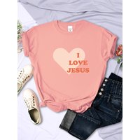 T-shirt à manches courtes imprimé I Love Jesus Give You My Coussins pour femmes, Hip Hop, Casual Street, Tee Clothing, Female Fashion, Creativity