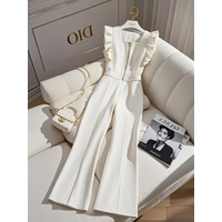 White Jumpsuit Vest Unique Youthful Elegance Spring Faion 2026 High Waist Long Pants Polyester Fiber Commute Sle