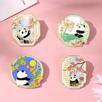 Chinese Style Panda Enamel Lapel Pins, Cute Cartoon Animal Brooch Badges for Backpack Clothing DIY Decor Accessories Wholesale