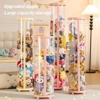 Transparent Multi-Functional Storage Bucket with Lid And Optional Wheels for Dolls Plush Toys Holiday Decorations Display Shelf image 4