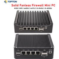 Solid Fanless Firewall Mini PC Intel i5-8250U N95 N150 Pentium 6405U 4417U 4x2.5G LANs DDR4 NVMe OPNsense pfSense Home Server