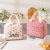 Personalized Custom Name Corduroy Lunch Bag Thermal Insulation Lunch Box Storage Handbag Kid School Cooler Bag Picnic Food Pouch