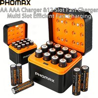 PHOMAX Rechargeable Lithium Battery AA 4200mWh High Capacity 1.5V Batteries 12-slot Charger For Mouse Remote Control Flashlight