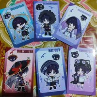 Cute 6Pcs/Pack Game Cartoon Fans Collection Character Cards Wanderer Kabukimono Balladeer Scaramouche Kunikuzushi Hat Guy
