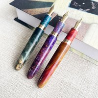 2026 Jinhao Stabilized Wood Fountain Pen Long Knife Blade Nib Green Brown Handcraft Large Size Writing Office School Gift