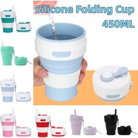 Silicone Folding Cup 450ml Reusable Portable Telescopic Coffee Cups Outdoor Camping Travel Hiking Collapsible Cup Drinkware