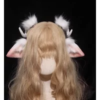 Hand Made Work White Black Sheep Ears Hairhoop Horns Headwear For Cosplay Costume Prop