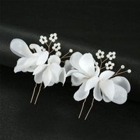 Elegant Pearl Flower Hairpins for Women Bridal Wedding Hairstyles Accessories Crystal Rhinestone Headpiece Party Decorations