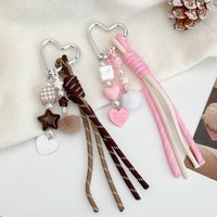 Trendy Heart Ball Keychain Colorful DIY Charm Braided Rope Keychain Gift Woven Rope Love Keychain Bag