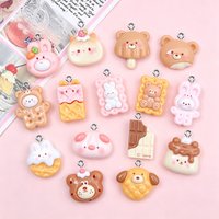 10Pcs Kawaii Rabbit Cookies Resin Pendants Simulation Charms for DIY Earring Necklace Bracelet Jewelry Making