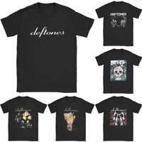Deftones White Logo T-Shirts for Men Harajuku Gothic Japanese Vintage Cotton Tee Round Neck Short Sleeve T Shirts Plus Size