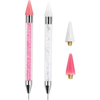 Rhinestone Picker Tool 2PCS with 2 Extra Wax Tips, Dual-Ended Manicure Nail Art DIY Decoration Kit for Rhinestones and Gemstones