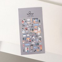 Suatelier Rainy Day Stickers for Scrapbooking Korea Origin Cute Girl Sticker Diary Junk Journal Decoration Hobby Craft Supplies