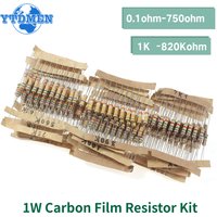 300PCS 1W Carbon Film Resistor Rang Assortment Kit Set Resistors Kit Ohm Color Ring Resistance 0.1~750R 1K~820K