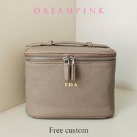 Custom Name Women's Cosmetic Bag Larage Capacity Travel Makeup Bag Organizer With Top Handle Engrave Letters Logo Beauty Case
