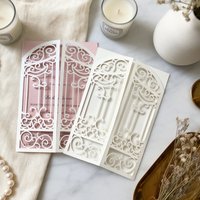 10Pcs Custom Paper Laser Cut Wedding Invitation Cards,Gate Fold Invite Cover,Guest Gift Personalized Birthday Greeting Card