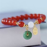 2024 Red Lucky Beaded Bracelet for Women Chinese Style Zodiac Dragon Handmade Rope Bracelet Good Luck Amulet Friendship Jewelry