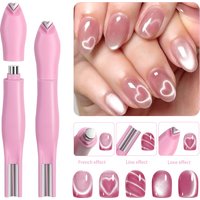 1Pcs 3-In-1 Heart Shape Cat Eye Nail Art Magnet Double Line Moon Snake French Magnet Pen for Magnetic Gel Polish Manicure Tools