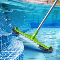 Pool Brush17.5" Curved Edge Pool Brushes Head for Cleans Pool Swimming Walls Tiles and Floors Premium Nylon Bristles