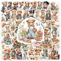 Watercolor Cute Bear Stickers Kids DIY Gift Toy Decorative Decal for Scrapbook Journal Laptop Luggage Bottles Waterproof