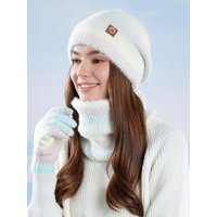 AliExpress KINIJA Winter Cap Gloves Scarf Set Women GradientColor Knitted Hat Thickened Fleece Lining Skullcap Outdoor Cycling Windproof Beanies