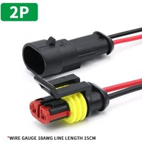 1 Pair 2 Pin Waterproof Electrical Connector 15cm 18AWG Wire Automotive Sealed Plug Socket for Car Truck Motorcycle Marine