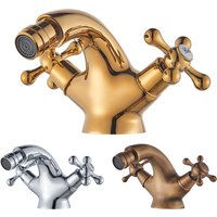 POIQIHY Golden Bidet Faucet Dual Handles Water Bathroom Sink Brass Single Hole Deck Mounted Water Mixer Tap Toilet Water Tap