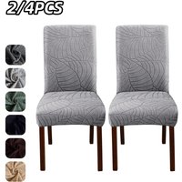 2/4Pcs Leaves Jacquard Dining Chair Covers Stretch Universal Chairs Cover Solid Color Seat Covers for Kitchen Hotel Banquet 2026
