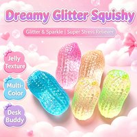 Glitter Peanut Squishy Toy, Slow Rising Malt Syrup Buttery Soft Texture, ASMR Sensory Stress Relief Fidget Crunchy Squeeze