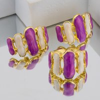 Dubai Metal Earrings Ring Set For Dopamine Color Gold Color Earring Adjustable Open Ring Female Fashion Jewelry Gift For Party
