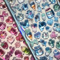 4pcs Cartoon Cute 3D Animal Plant Relief Stickers Aesthetic Decoration Crystal Decals for Guitar Skateboard Laptop Sticker Gifts