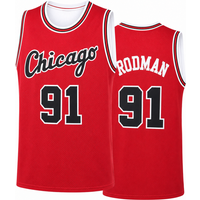 #91 Bulls Retro Red Jersey Chicago Letter Print Breathable Mesh Sleeveless Basketball Fan Sports Tank Uniform Kids and Family